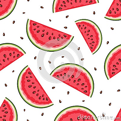 Seamless background with watermelon slices. Vector illustration. Vector Illustration
