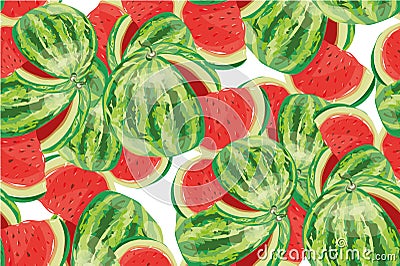 Seamless background with watermelon slices. Vector illustration. Vector Illustration