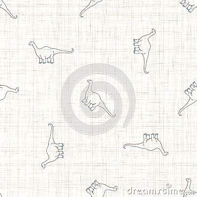 Seamless background Whimsical Apatosaurus dinosaur gender neutral baby pattern. Simple minimal earthy 2 tone color. Kids Stock Photo