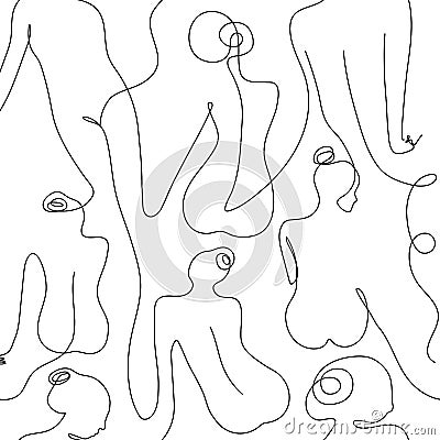 Seamless background with women`s bodies one line style Stock Photo