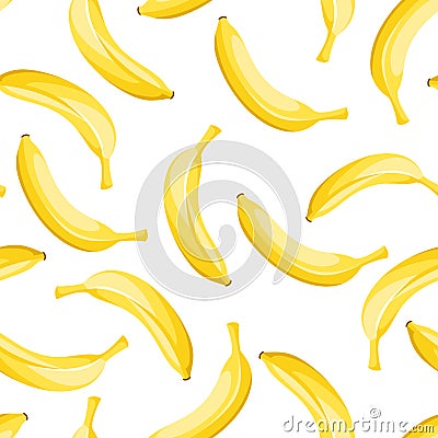 vector seamless background with yellow bananas. Stock Photo