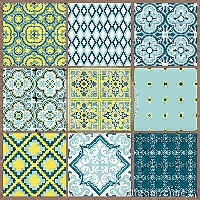 Seamless backgrounds Collection - Vintage Tile Vector Illustration