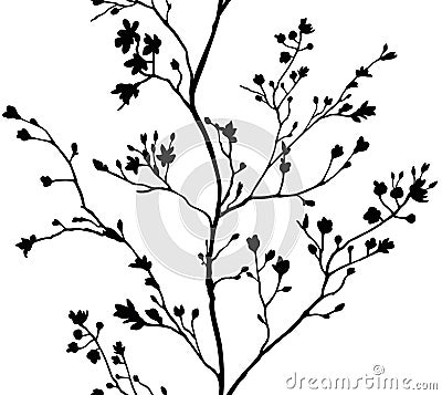 Seamless banner branches silhouette background Vector Illustration