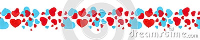 Seamless banner with scattered hearts. Vector Illustration