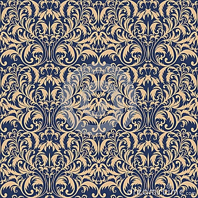 Seamless Baroque pattern. Golden pattern. Vintage background for invitation, fabrics. Vector illustration Vector Illustration