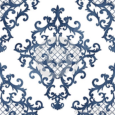 Seamless baroque style damask pattern. Contemporary and retro design print Stock Photo