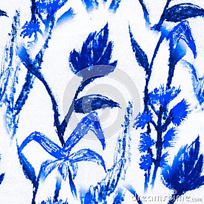 Seamless Batik Watercolor Pattern. Textile Paint Stock Photo