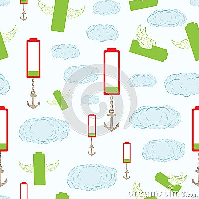 Seamless batteries in the sky Vector Illustration