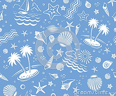 Seamless Beach Vector Pattern Vector Illustration