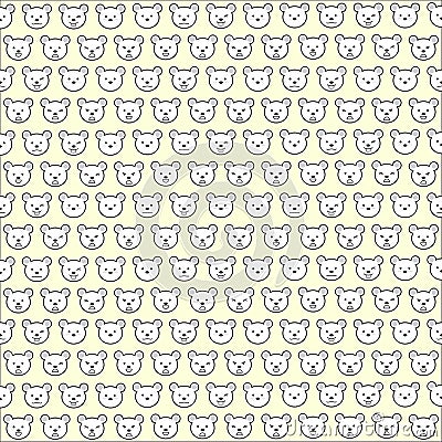 Seamless bear face pattern background Vector Illustration