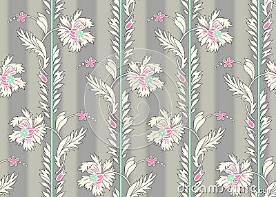 Seamless beautiful flower pattern with grey shades background Stock Photo