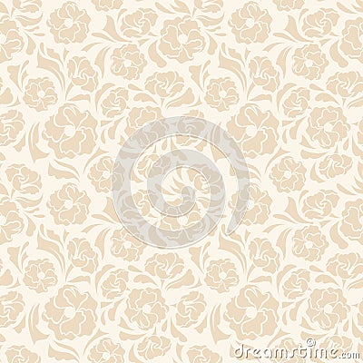 Seamless beige floral pattern. Vector Illustration