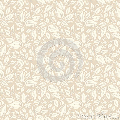 Seamless beige floral pattern. Vector illustration. Vector Illustration