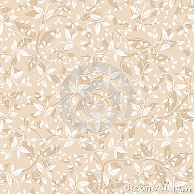 Seamless beige floral pattern. Vector illustration. Vector Illustration