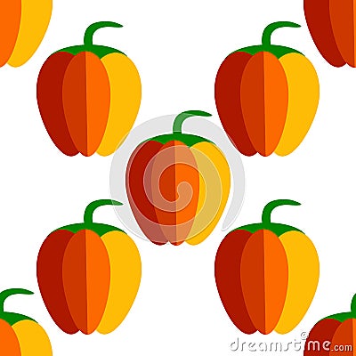 Seamless bell pepper slice pattern.flat style vector illustration Vector Illustration