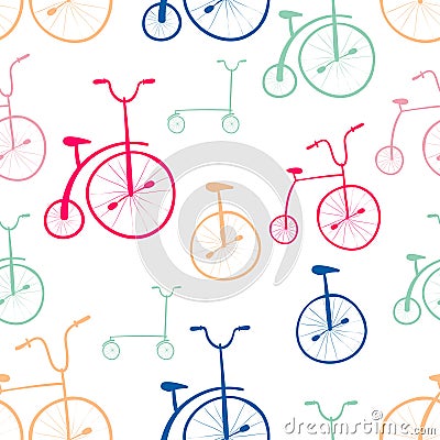Seamless bicycles pattern. Bikes. Vector Illustration