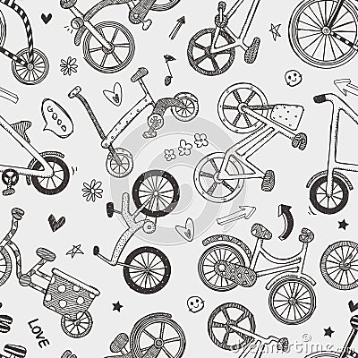 Seamless bike pattern Vector Illustration
