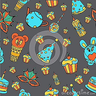 Seamless birthday pattern. Vector Illustration