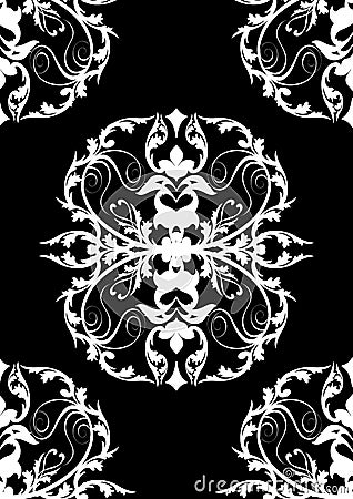 Seamless black baroque design Stock Photo