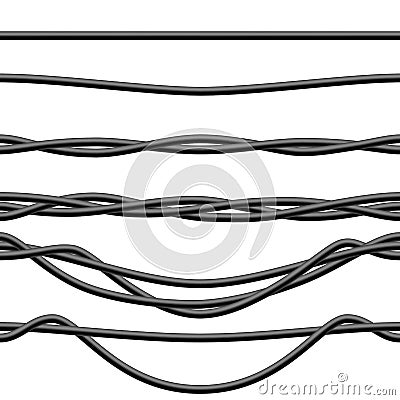 Seamless Black Electric Cables Vector Illustration