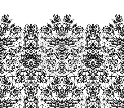 Seamless black lace Vector Illustration