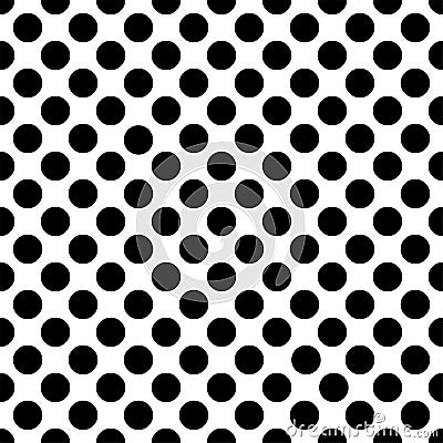 Seamless black polka dot pattern on white. Vector illustration. Vector Illustration