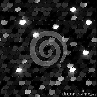 Seamless black texture with sequins Vector Illustration
