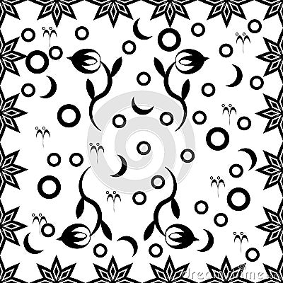 Seamless black and white abstract fantasy pattern Vector Illustration