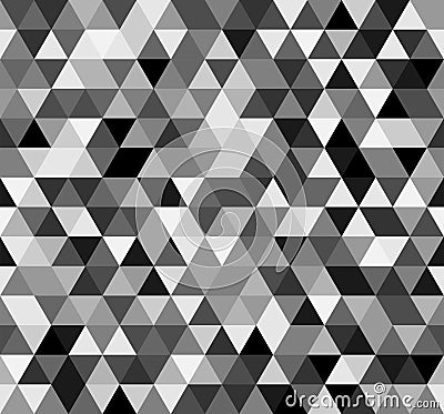 Seamless black white abstract pattern. Geometric print composed of triangles. Monochrome background. Vector Illustration