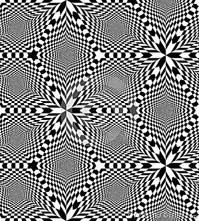 Seamless Black and White Chessboard Rhombuses Pattern. Optical Illusion of Perspective and Volume. Vector Illustration