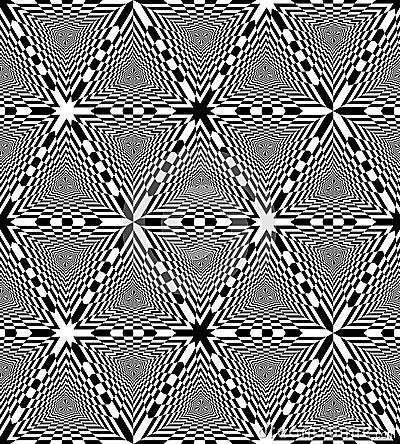 Seamless Black and White Chessboard Triangles Pattern. Geometric Abstract Background. Optical Illusion of Perspective. Vector Illustration