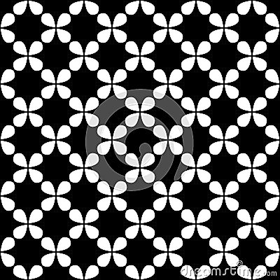 Seamless black and white curved star pattern - halftone vector background Vector Illustration