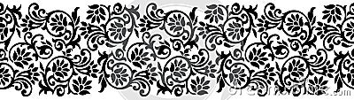 Seamless black and white floral border Vector Illustration