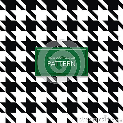 Seamless Black and White Houndstooth Background. Retro Geometric Pattern for Clothing Fashion or Vintage Textile Texture. Vector Illustration