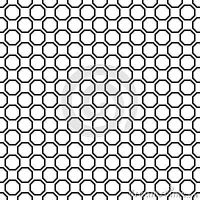 Seamless black and white octagon pattern design Vector Illustration