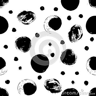 Seamless black and white pattern with abstract circles Vector Illustration