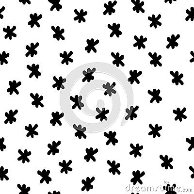 Seamless black and white pattern with hand drawn flakes for surface design and other design projects Vector Illustration