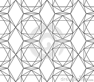 Seamless black and white pattern from hexagonal crystals. Vector Illustration