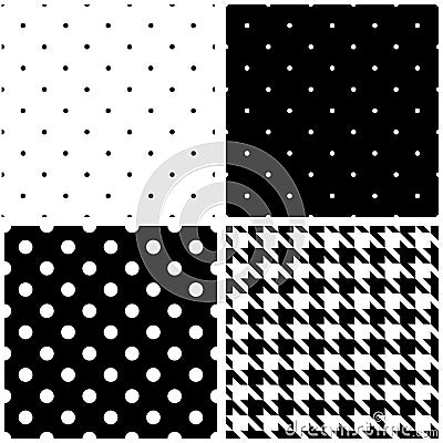 Seamless black and white vector pattern or tile background set Vector Illustration