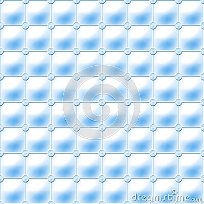 Seamless blue background made of a regular grid of connected spheres framing a soft upholstery pattern Stock Photo