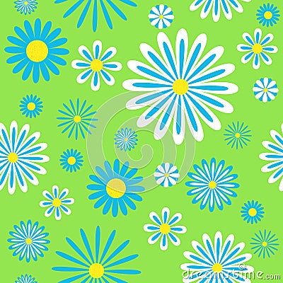 Seamless blue chamomiles pattern