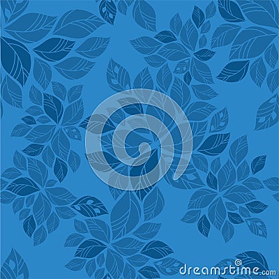 Seamless blue leaves pattern Vector Illustration