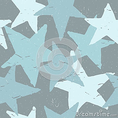 Seamless blue light pastel colors pattern. Handdrawn elements with grunge texture. Cute, cozy winter background. Vector Illustration