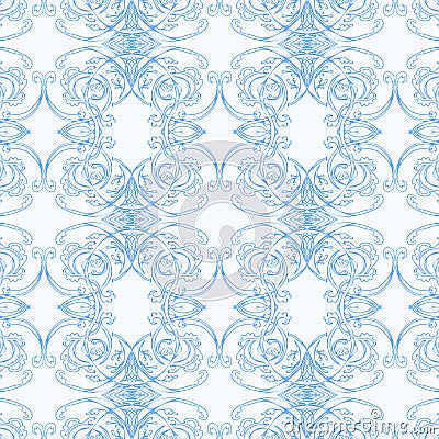 Seamless blue pattern. Imitation of painting on porcelain in the Russian style Gzhel Vector Illustration