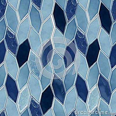 Seamless blue pattern made of precious shiny tiles, ceramic Stock Photo