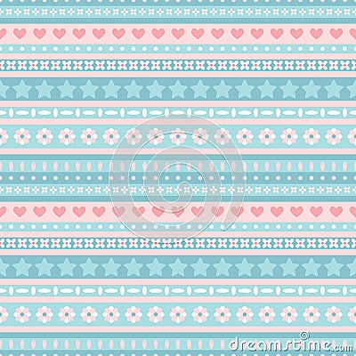 Seamless blue and pink tribal pattern Vector Illustration