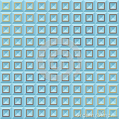 Seamless Blue volume 3D background of geometric shapes with gold accents. Templates for wallpaper, printing products Vector Illustration