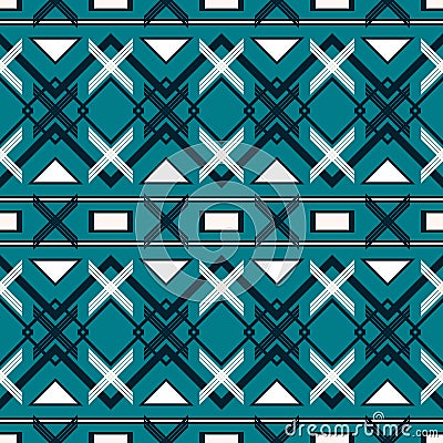 Seamless complex geometric blue and white contemporary pattern Vector Illustration