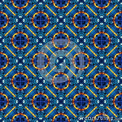 Seamless blue yellow elegant pattern background Stock Photo