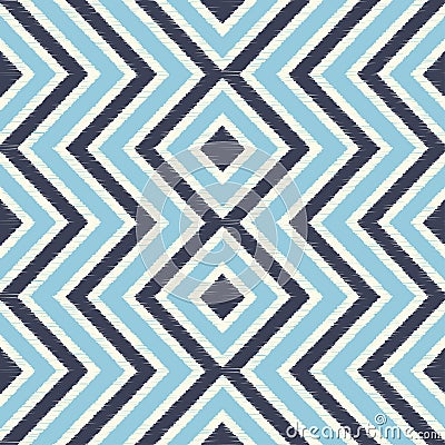 Seamless blue zigzag rhombus stripes pattern Vector Illustration